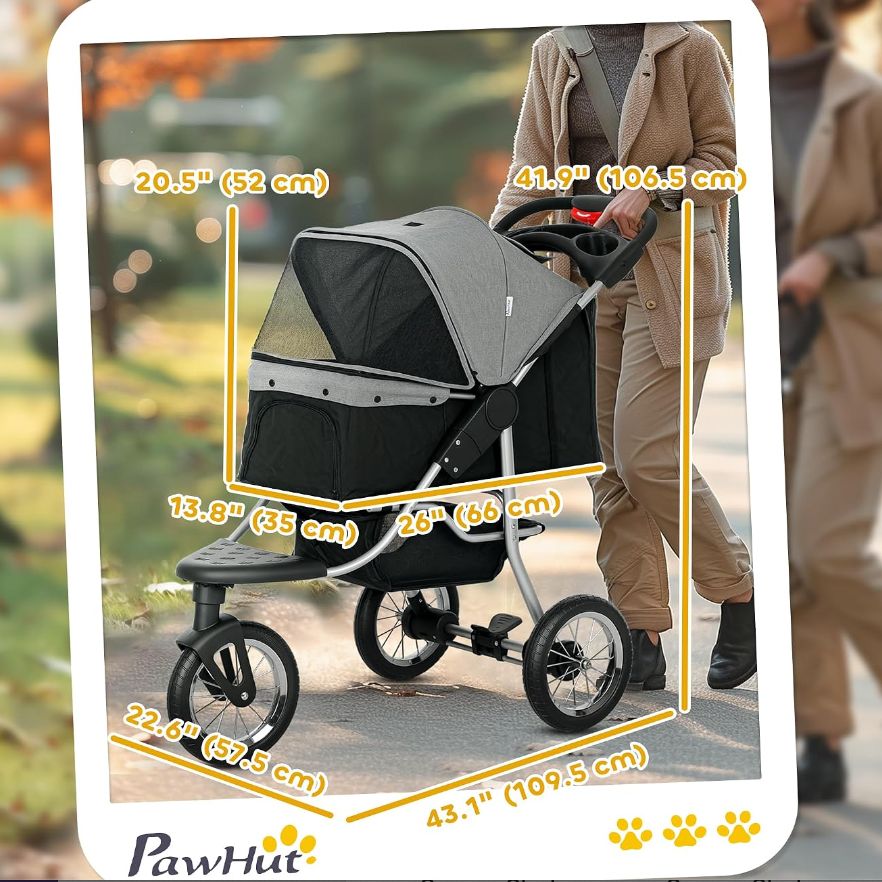 Pet Stroller for Small Dogs 3 Rubber Wheels-new in box