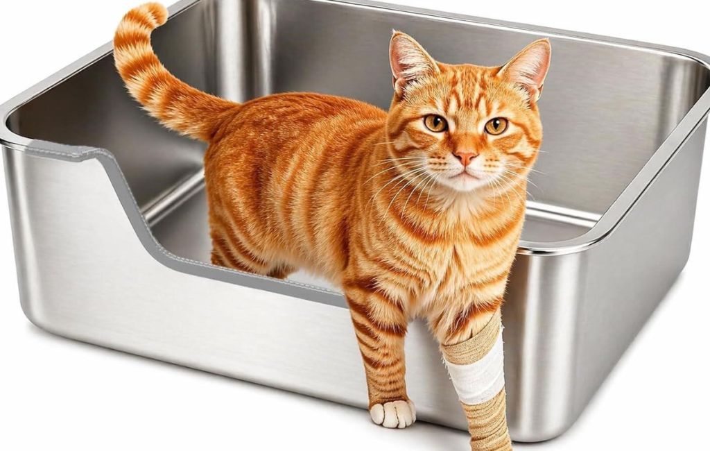 Stainless Cat Litter Box side low entrance-new in box