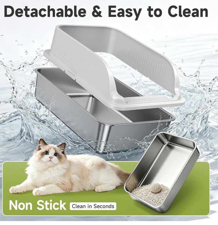 Stainless Steel Cat Litter Box with Lid-new