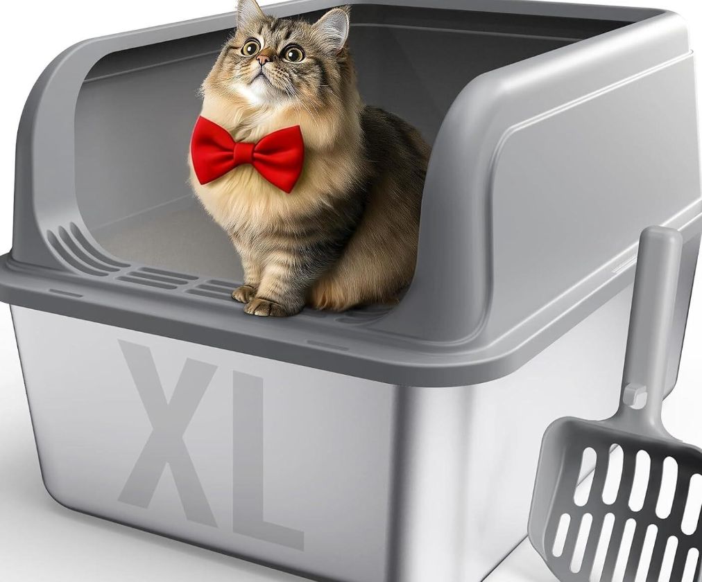 Stainless Steel Cat Litter Box with Lid (XL)-new in box
