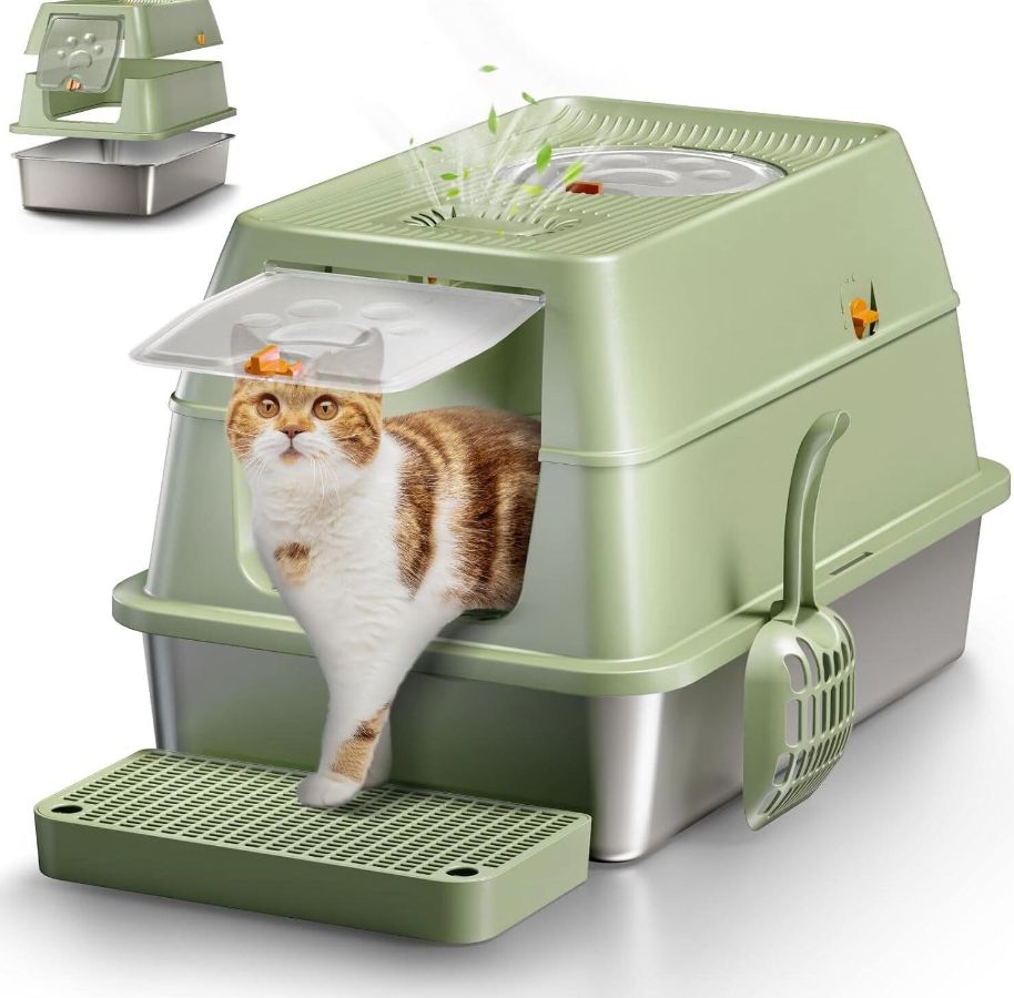 Stainless Steel Cat Litter Box with Lid, XL -new in box