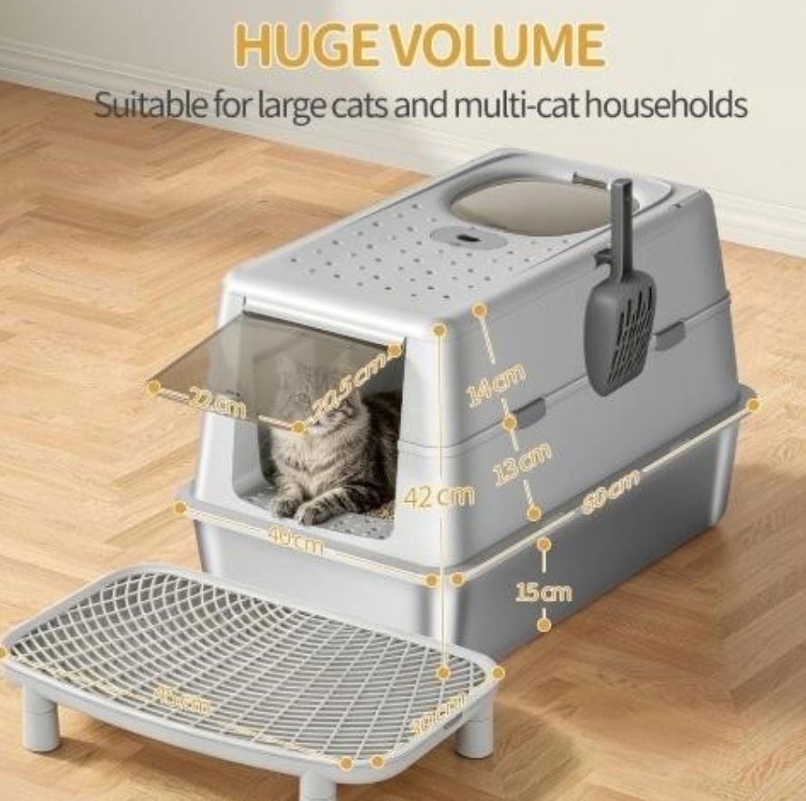 Stainless Steel Cat Litter Tray with Flip Lid, XXL-new in box