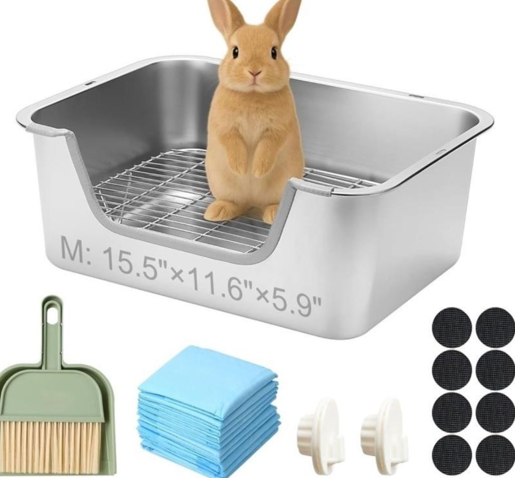 Stainless Steel Rabbit Sifting Litter Box (M)-new