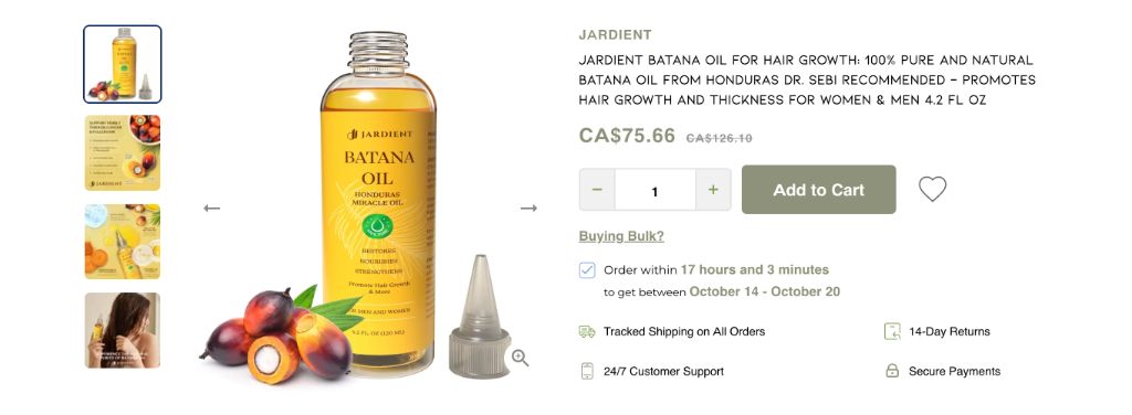 2 bottles Batana Oil for Hair: 100% Pure Batana Oil from Honduras- new in box