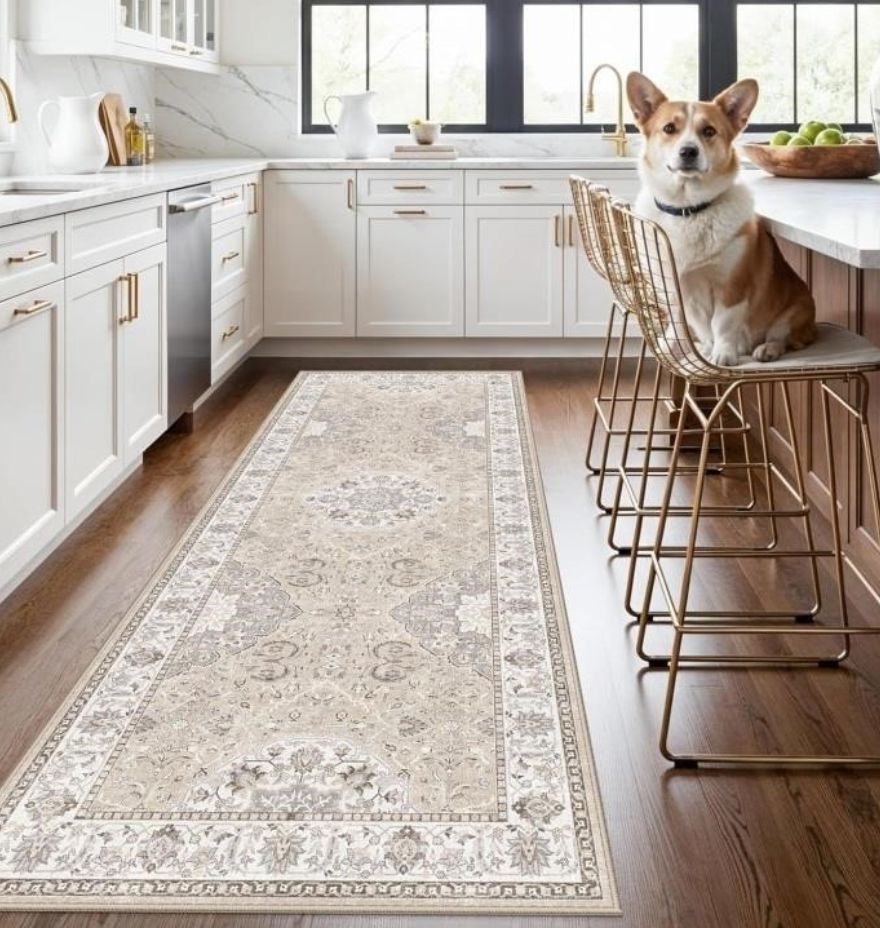 Washable 3x8 Kitchen Runner Rug: Indoor Oriental -new