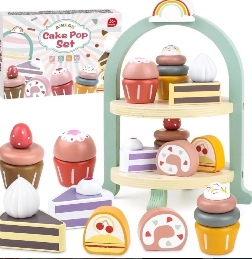 Wooden Cake Toys Tea Party Set Desserts Food Toy-new in box